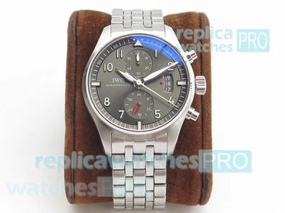 Swiss Grade Replica IWC Pilot 7750 Stainless Steel Grey Dial Watch 43mm